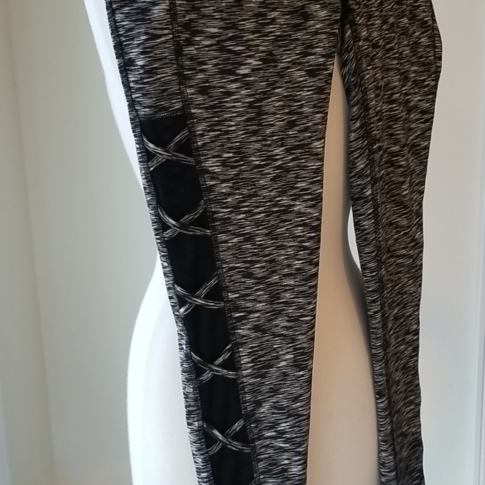 Cascade Blue Athletic Leggings Messh Sides